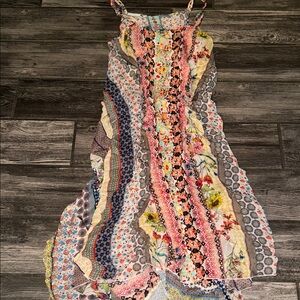 Johnny Was Multicolor Patchwork Maxi Dress embroidered small